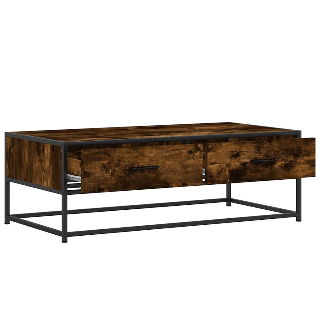 Salongbord røkt eik 100x50x35 cm konstruert tre og metall