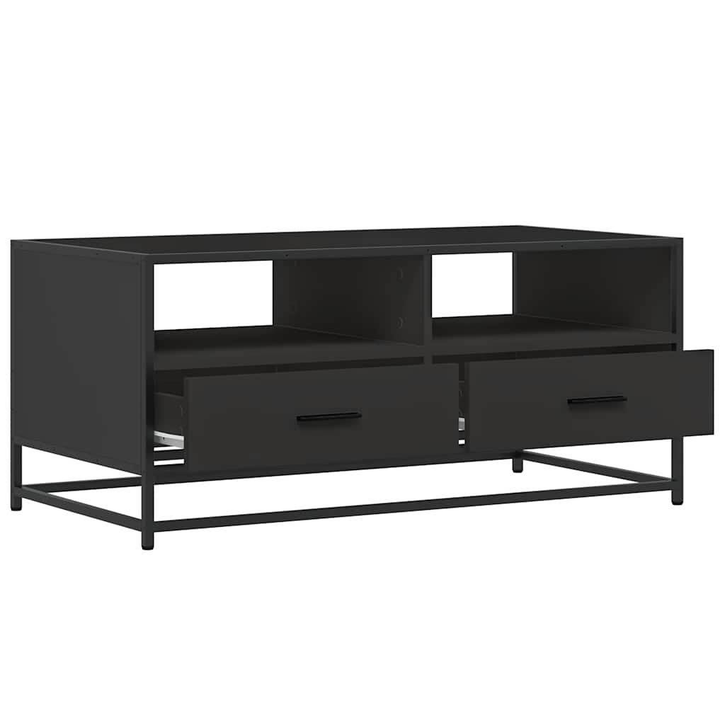 Salongbord svart 100x50x45 cm konstruert tre og metall
