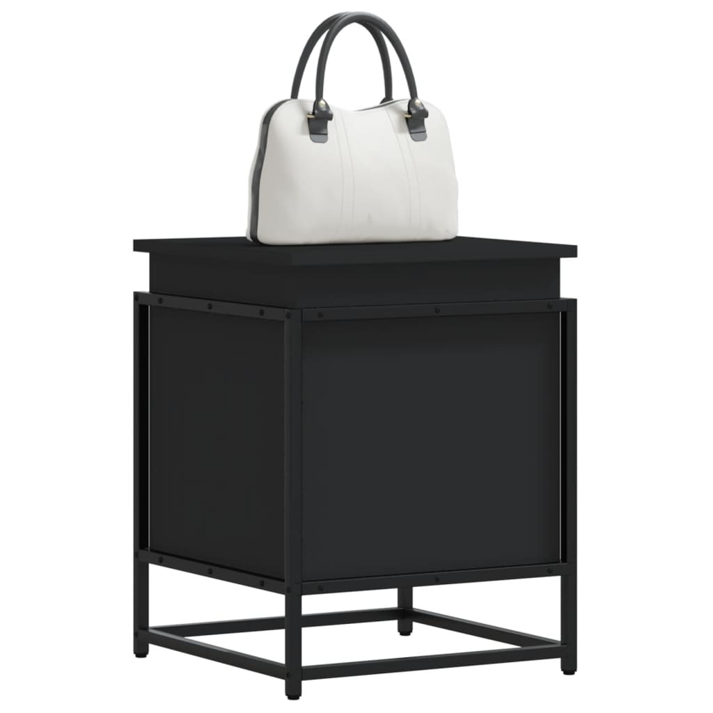 Oppbevaringsboks med lokk svart 40x40x51,5 cm konstruert tre