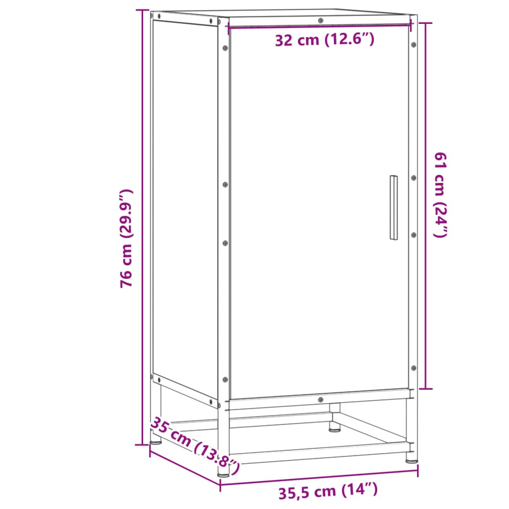 Skjenk røkt eik 35,5x35x76 cm konstruert tre og metall
