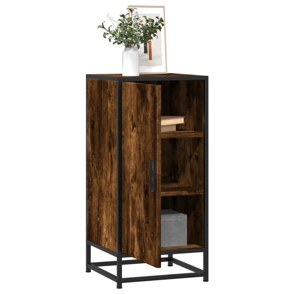 Skjenk røkt eik 35,5x35x76 cm konstruert tre og metall