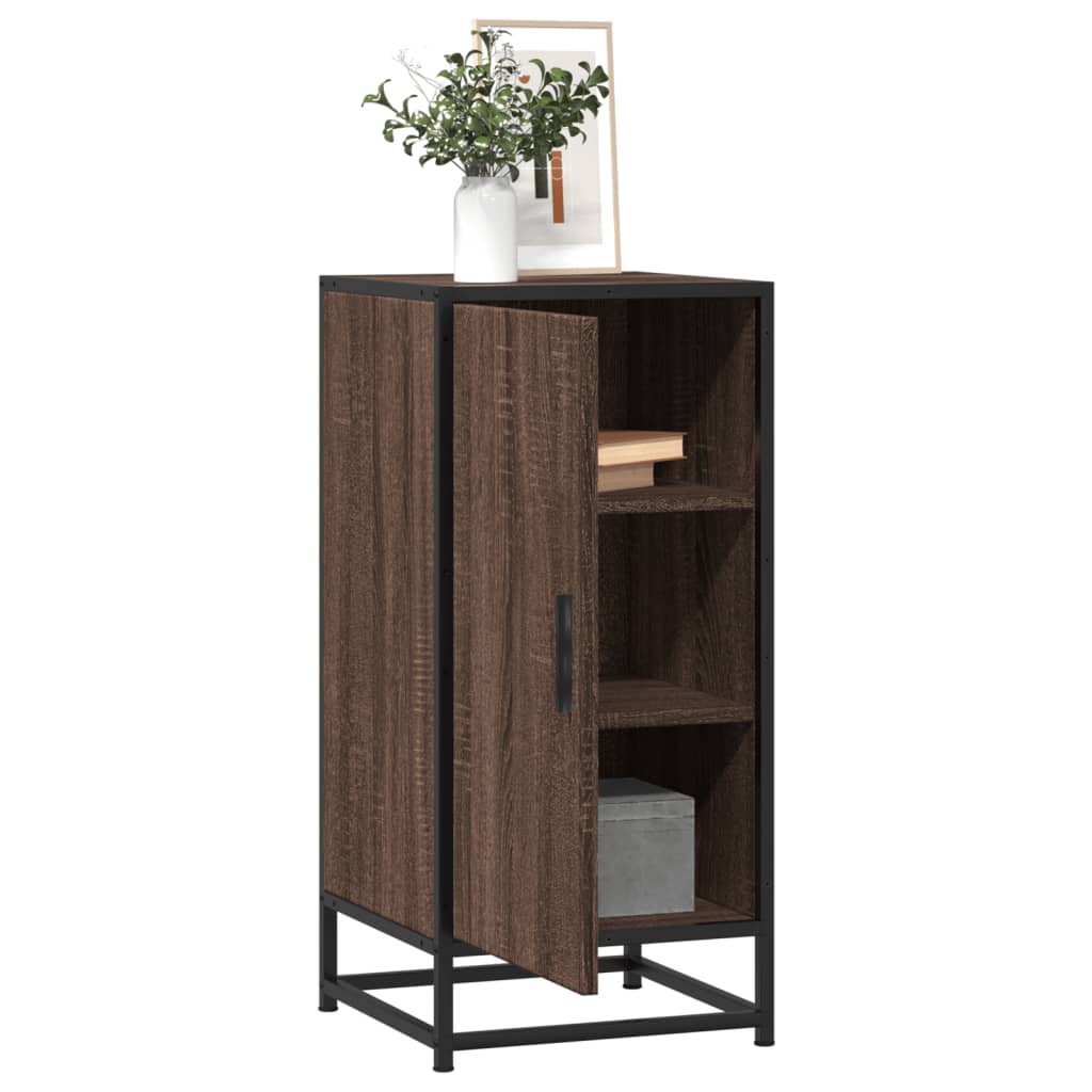 Skjenk brun eik 35,5x35x76 cm konstruert tre og metall