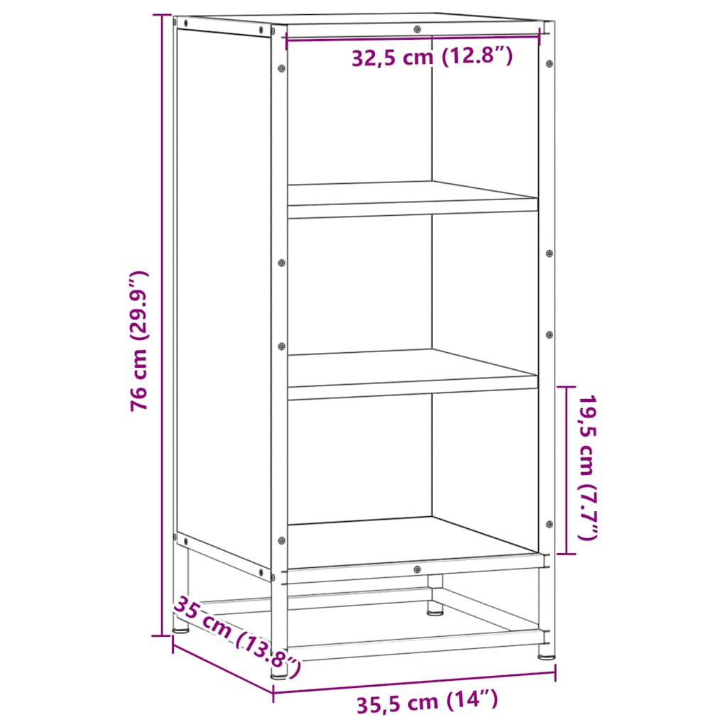 Skjenk røkt eik 35,5x35x76 cm konstruert tre og metall