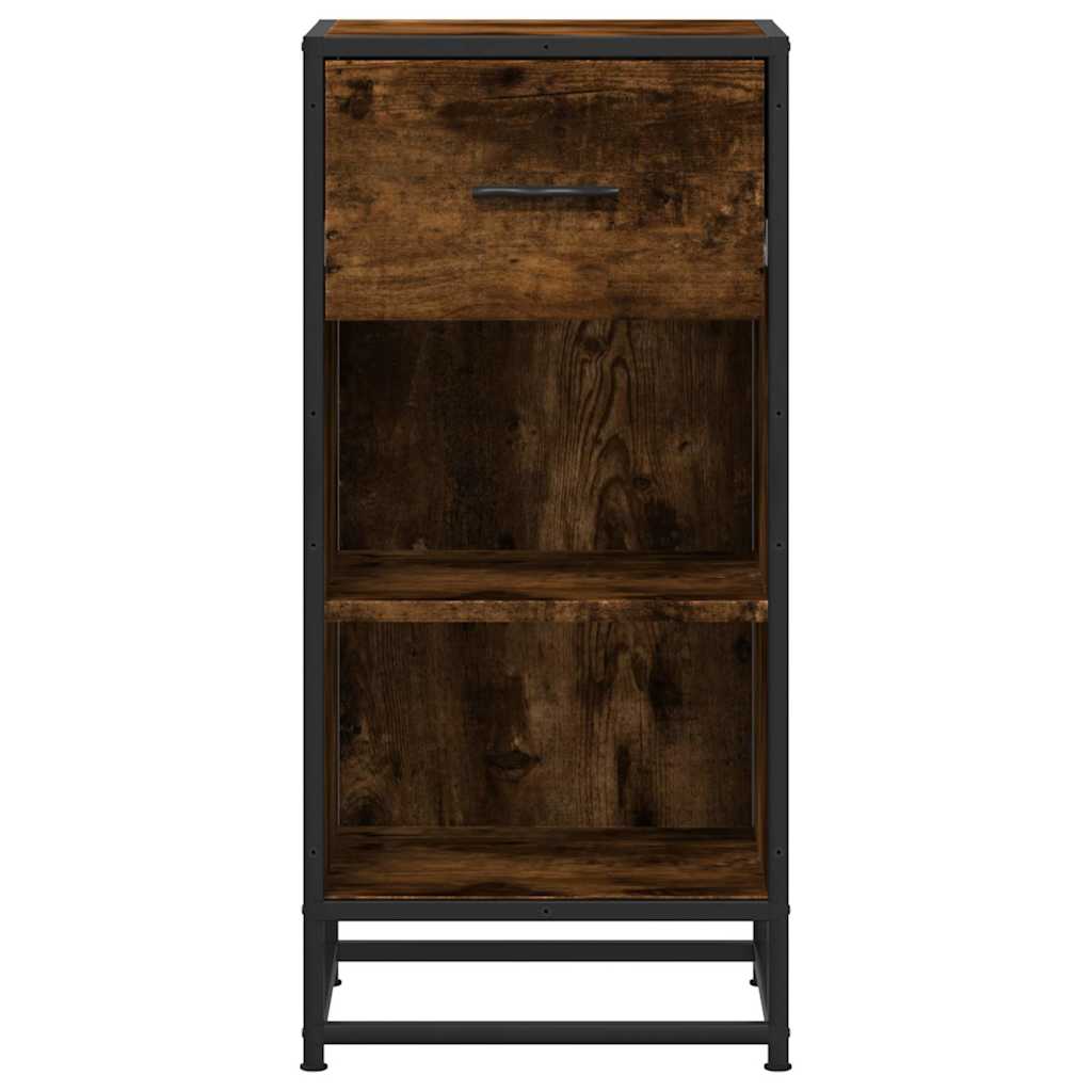 Skjenk røkt eik 35,5x35x76 cm konstruert tre og metall
