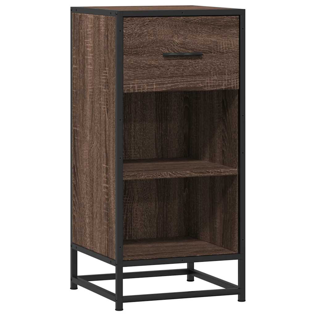 Skjenk brun eik 35,5x35x76 cm konstruert tre og metall