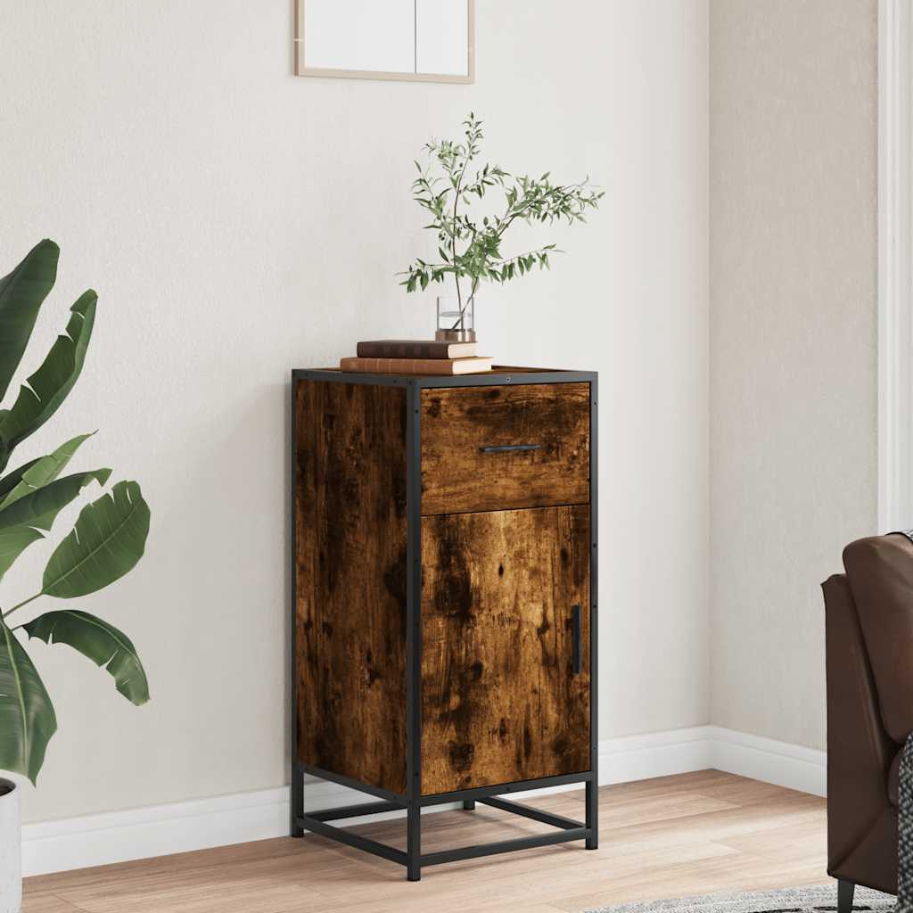 Skjenk røkt eik 35,5x35x76 cm konstruert tre og metall