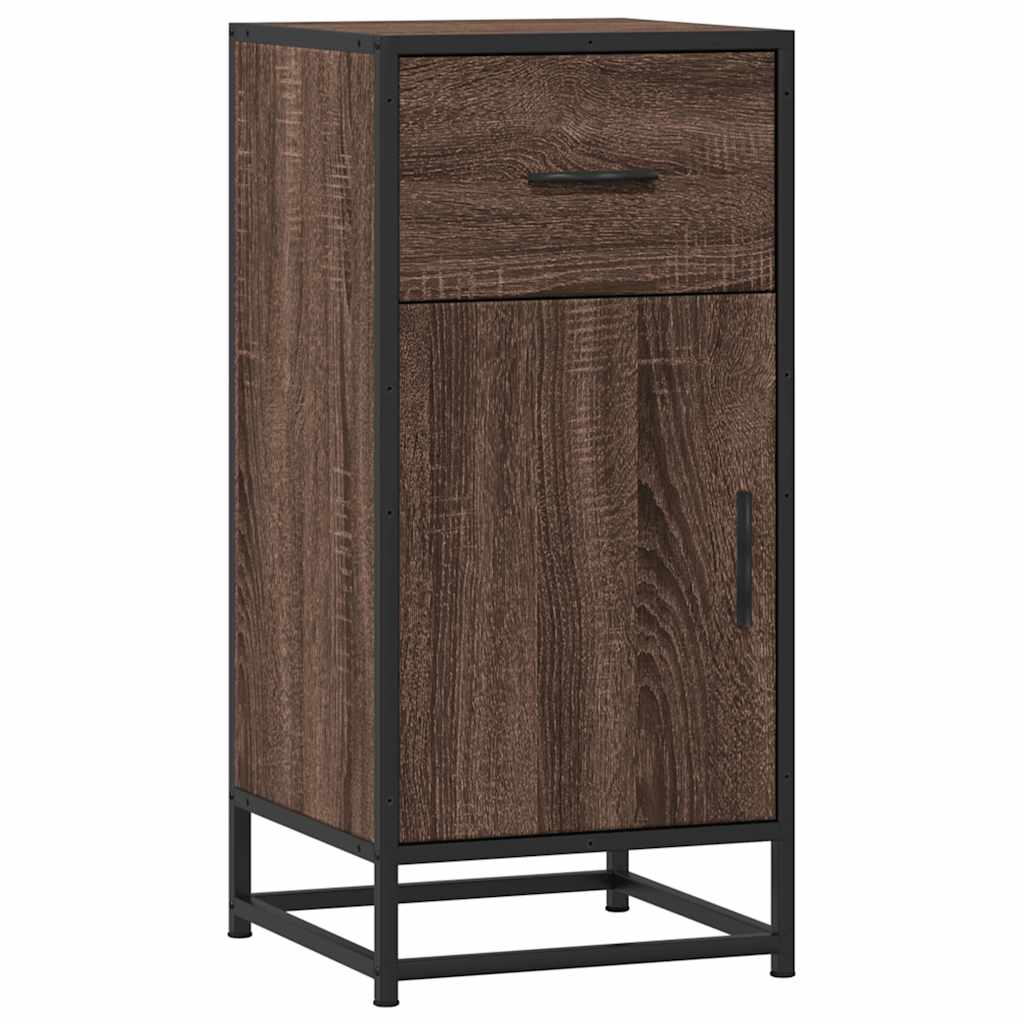 Skjenk brun eik 35,5x35x76 cm konstruert tre og metall