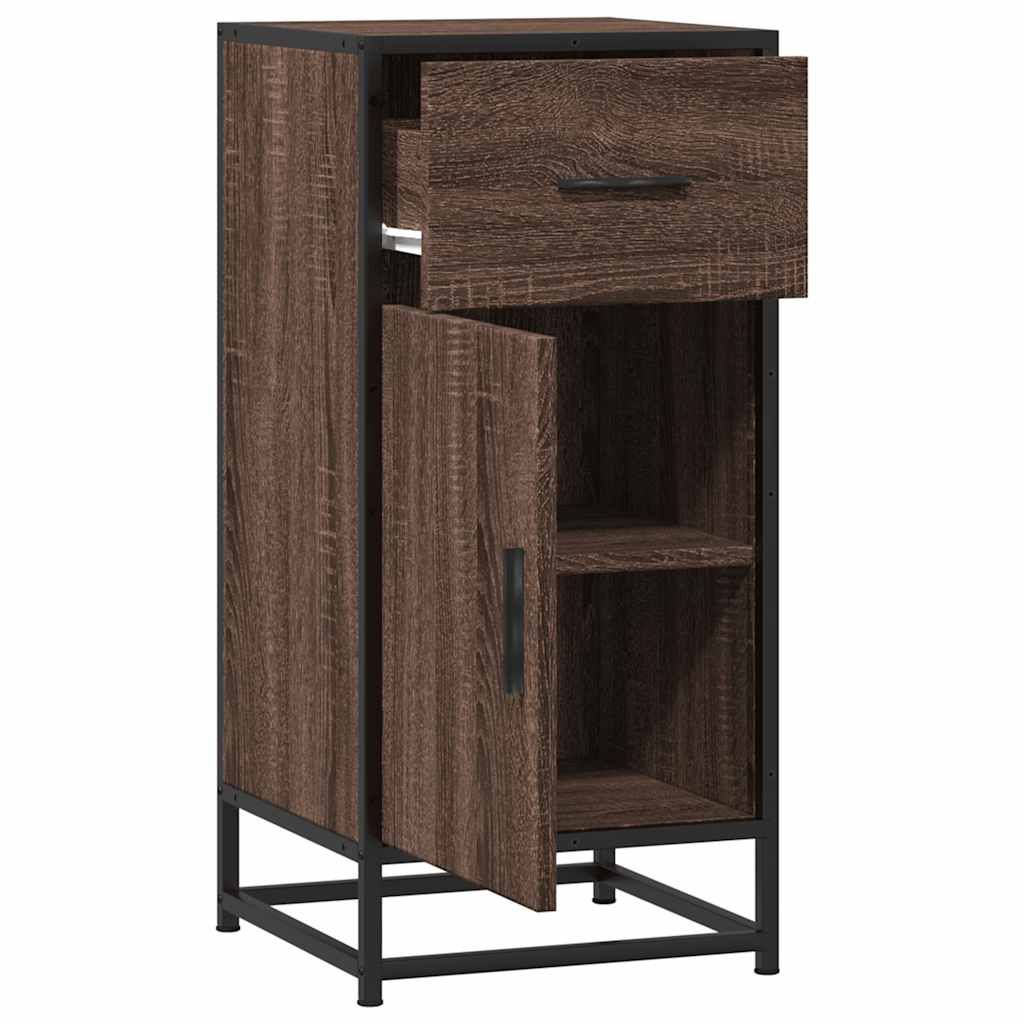 Skjenk brun eik 35,5x35x76 cm konstruert tre og metall