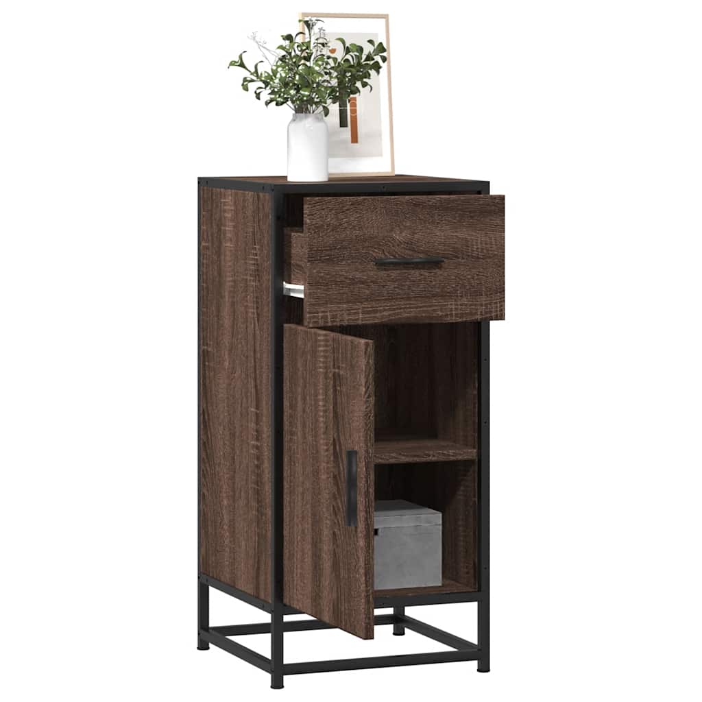 Skjenk brun eik 35,5x35x76 cm konstruert tre og metall