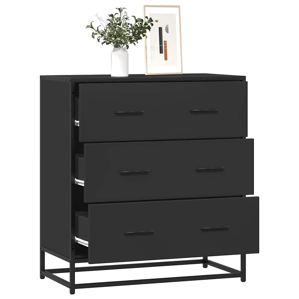 Skjenk svart 68x35x76 cm konstruert tre og metall