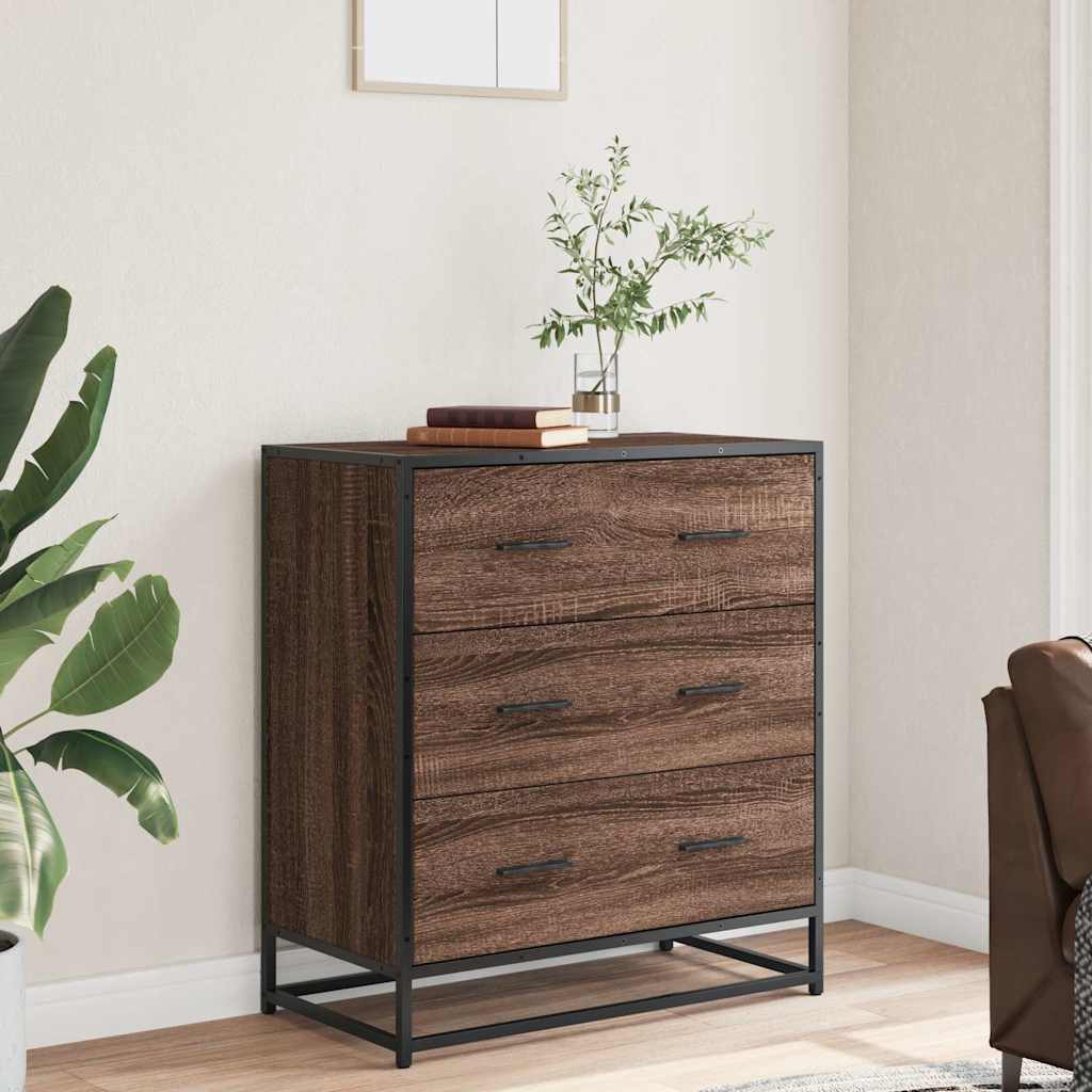 Skjenk brun eik 68x35x76 cm konstruert tre og metall