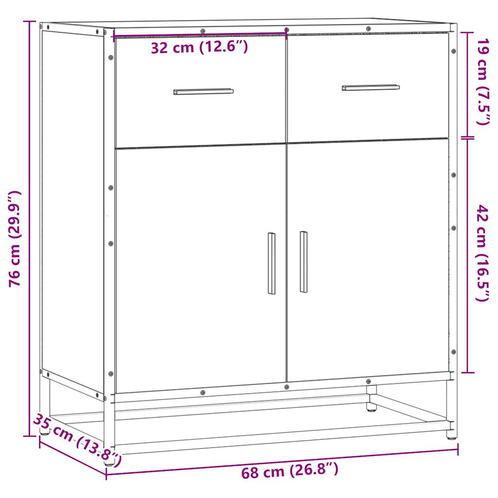 Skjenk brun eik 68x35x76 cm konstruert tre