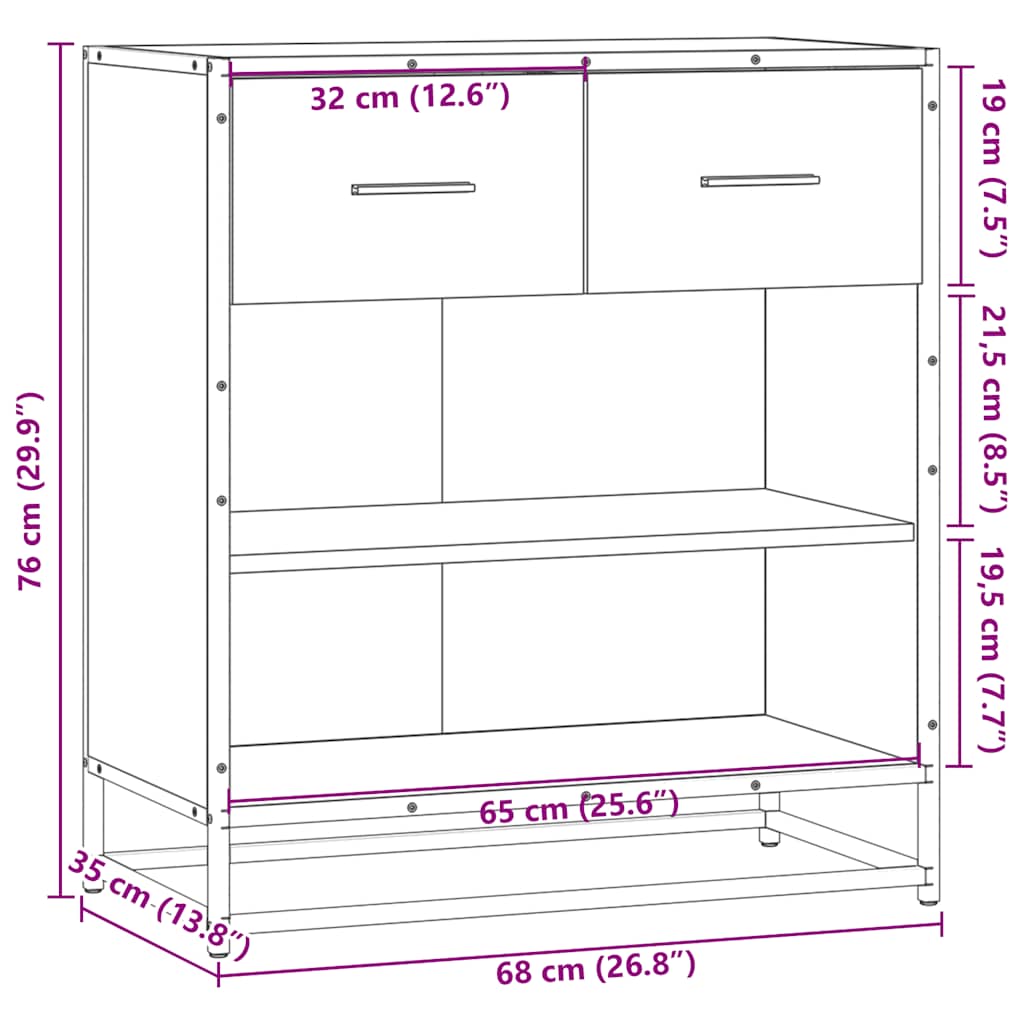 Skjenk røkt eik 68x35x76 cm konstruert tre