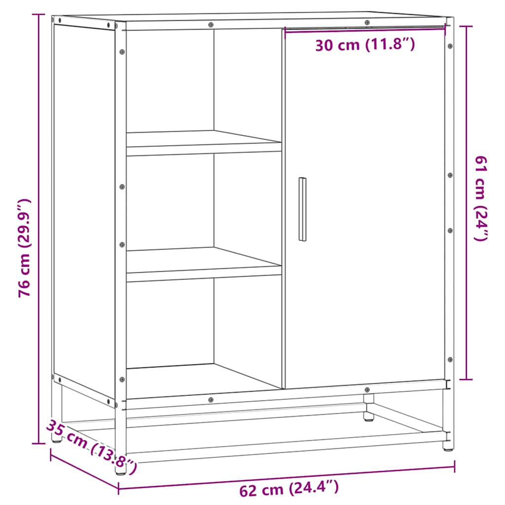 Skjenk brun eik 62x35x76 cm konstruert tre