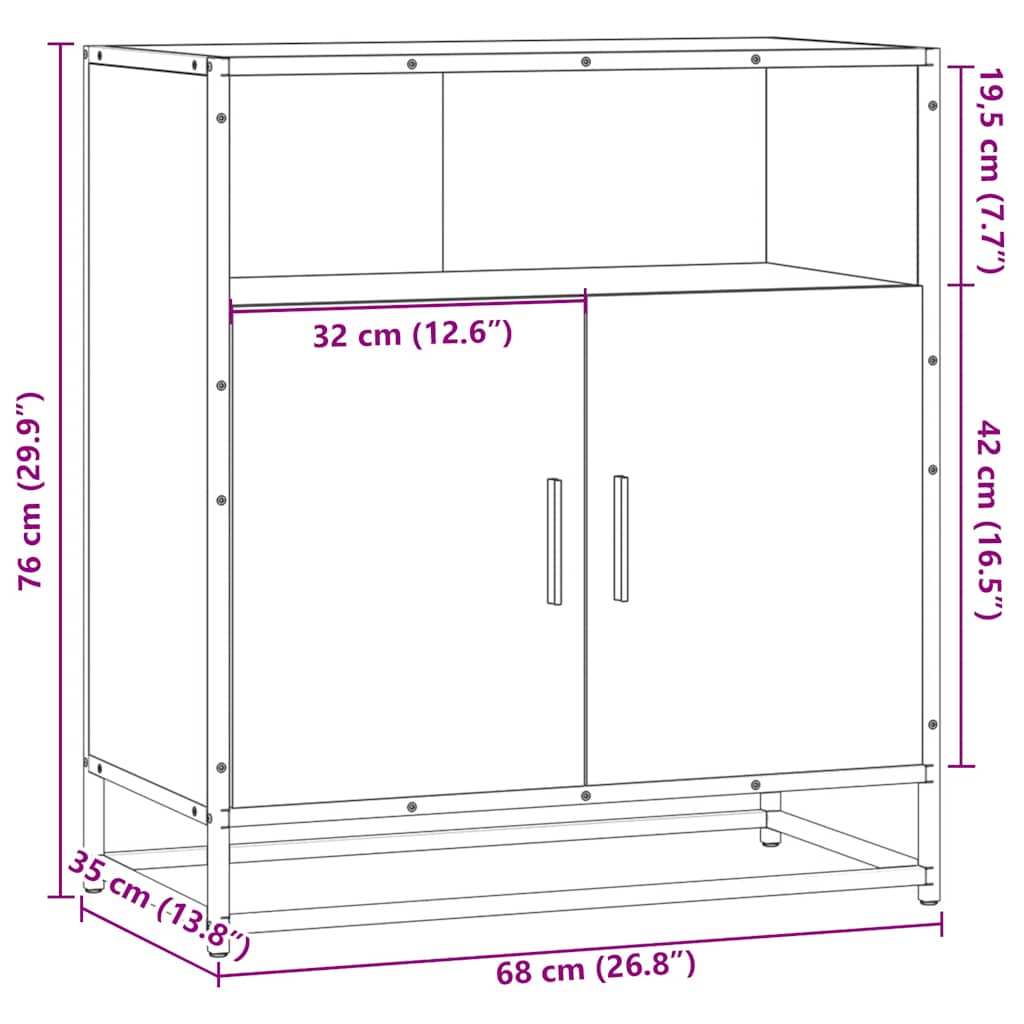 Skjenk røkt eik 68x35x76 cm konstruert tre
