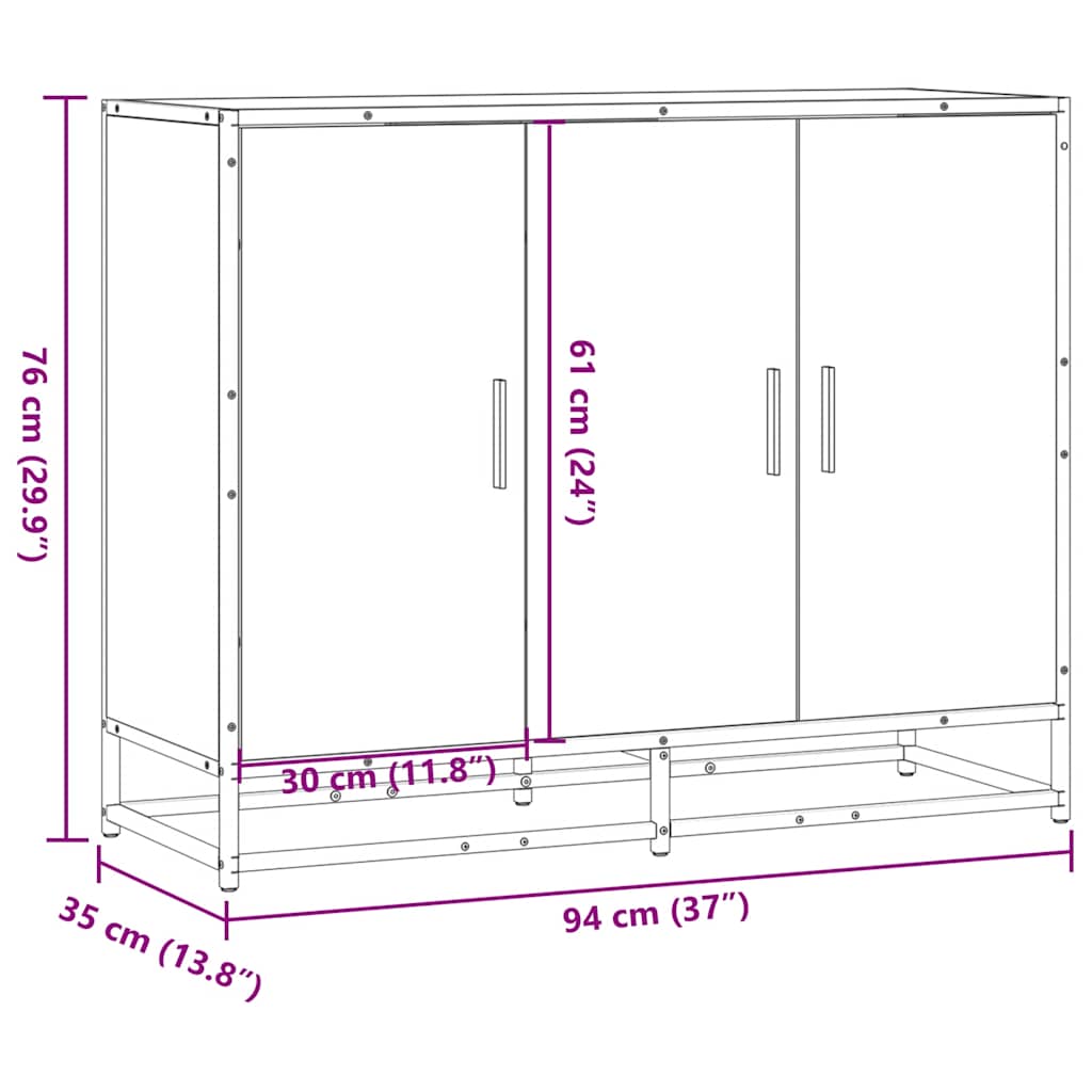 Skjenk røkt eik 94x35x76 cm konstruert tre