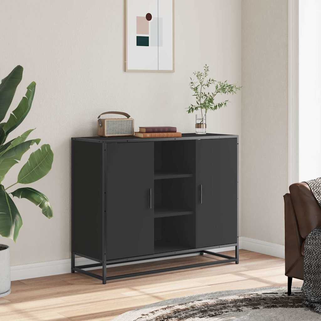 Skjenk svart 92x35x76 cm konstruert tre