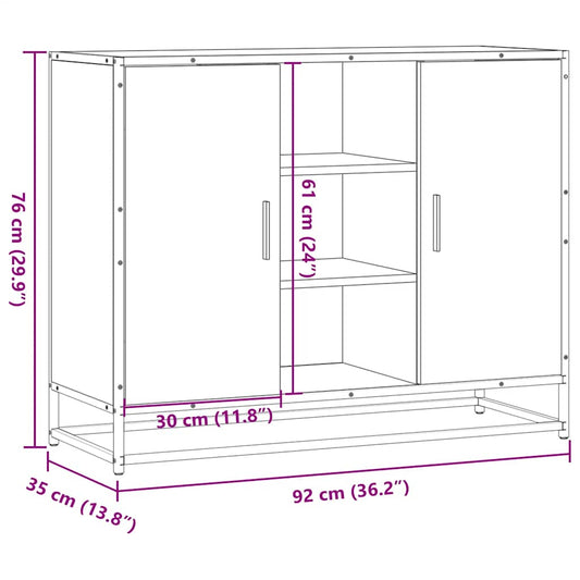 Skjenk svart 92x35x76 cm konstruert tre