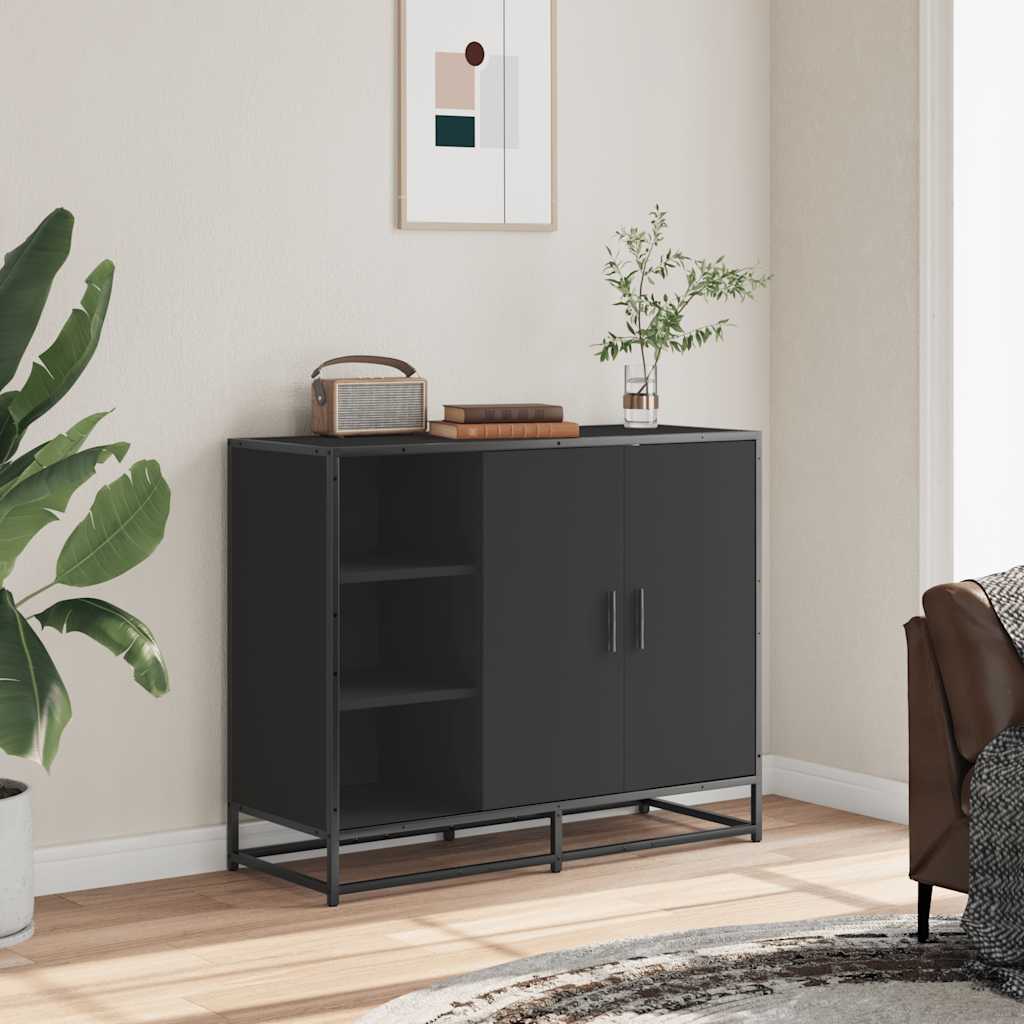 Skjenk svart 92x35x76 cm konstruert tre