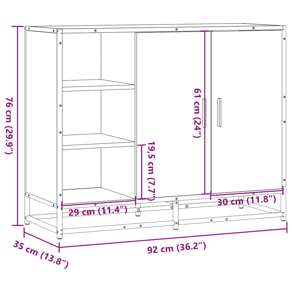 Skjenk røkt eik 92x35x76 cm konstruert tre