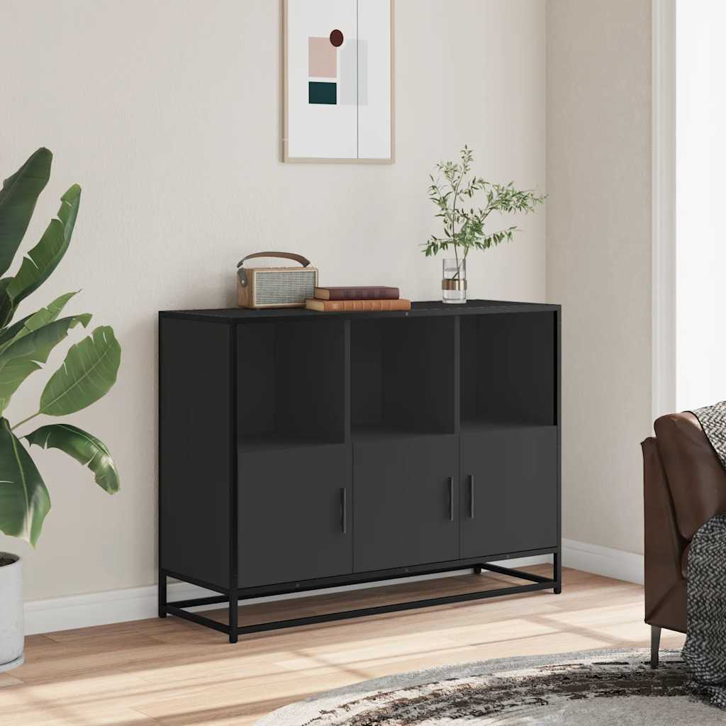 Skjenk svart 100x35x76 cm konstruert tre