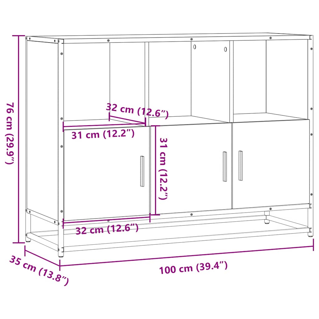 Skjenk svart 100x35x76 cm konstruert tre