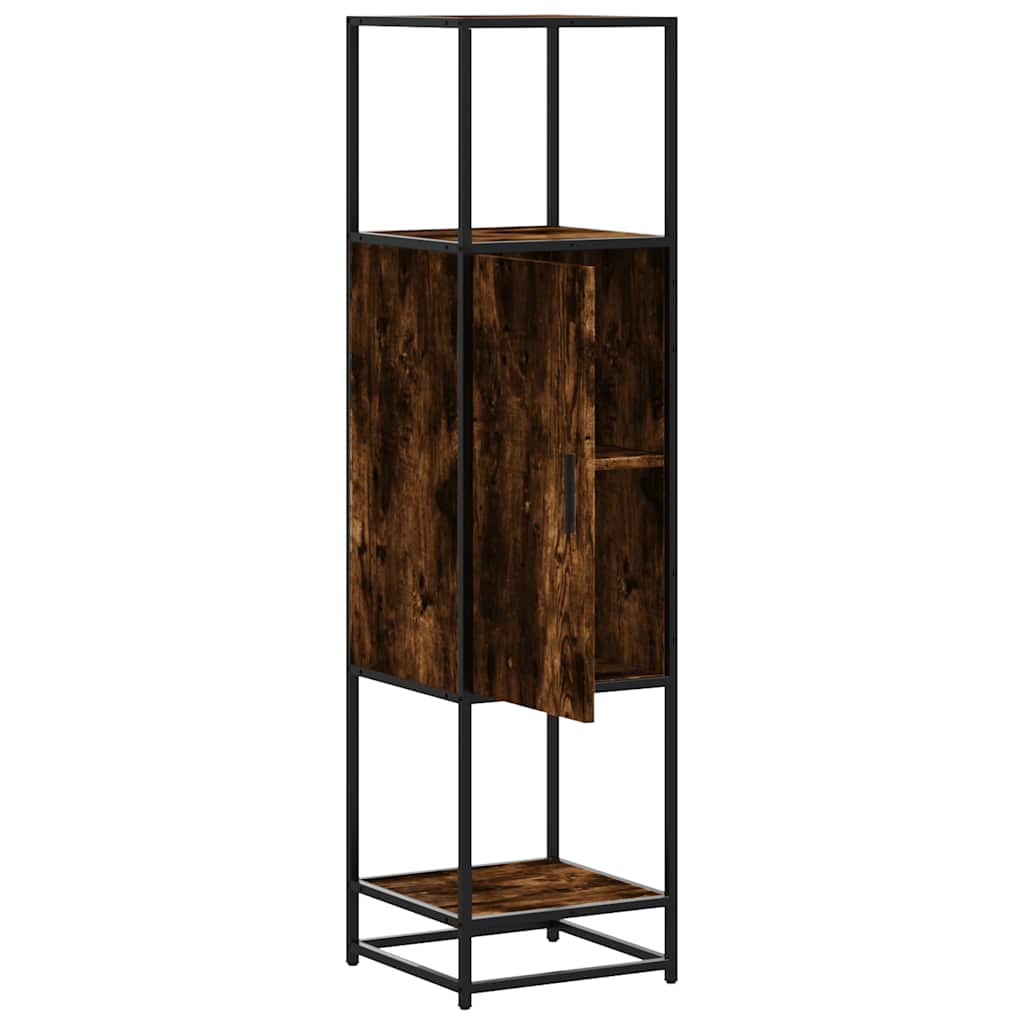 Highboard røkt eik 35,5x35x139 cm konstruert tre og metall