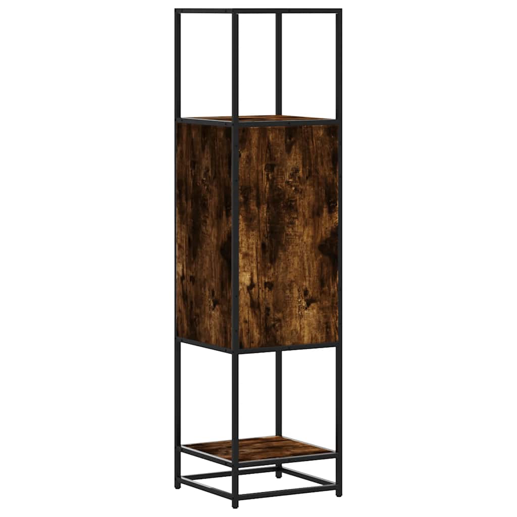 Highboard røkt eik 35,5x35x139 cm konstruert tre og metall