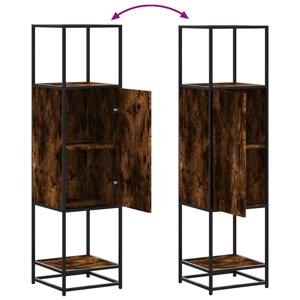 Highboard røkt eik 35,5x35x139 cm konstruert tre og metall