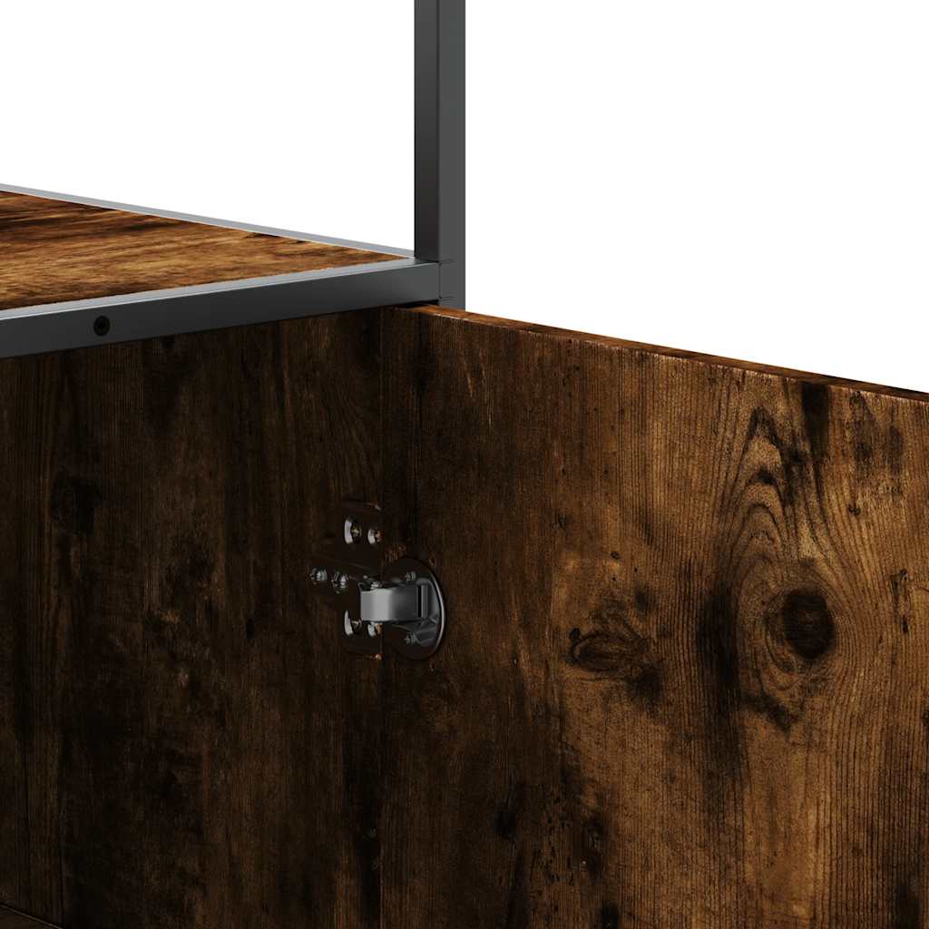 Highboard røkt eik 35,5x35x139 cm konstruert tre og metall