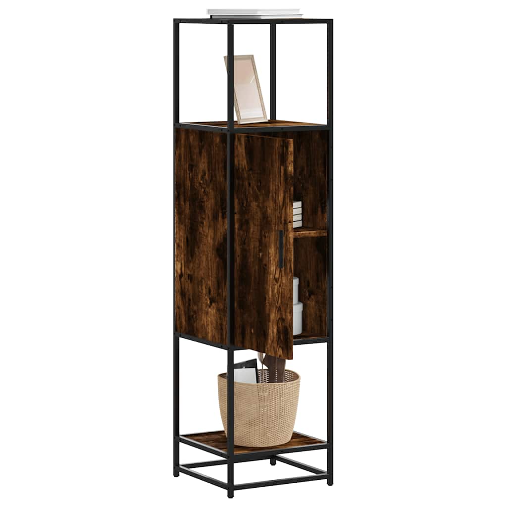 Highboard røkt eik 35,5x35x139 cm konstruert tre og metall