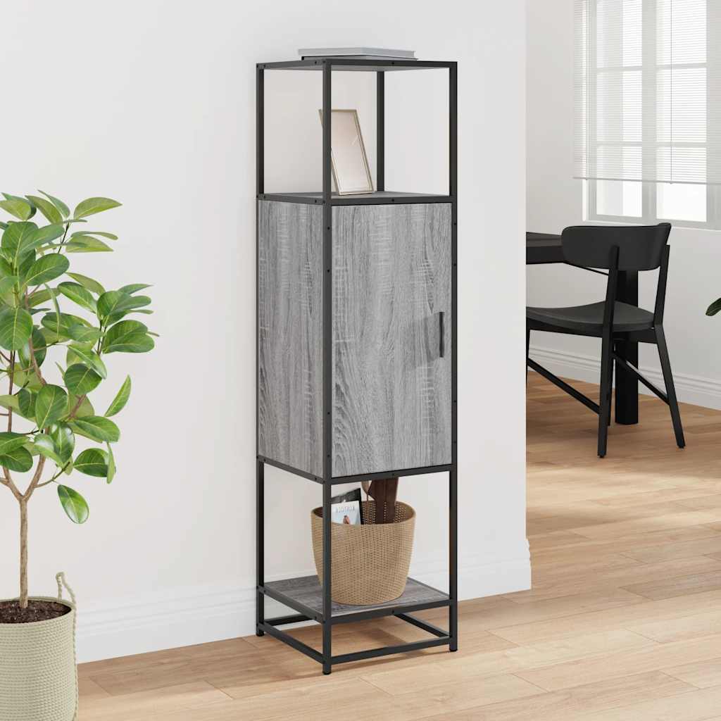 Highboard grå sonoma 35,5x35x139 cm konstruert tre og metall