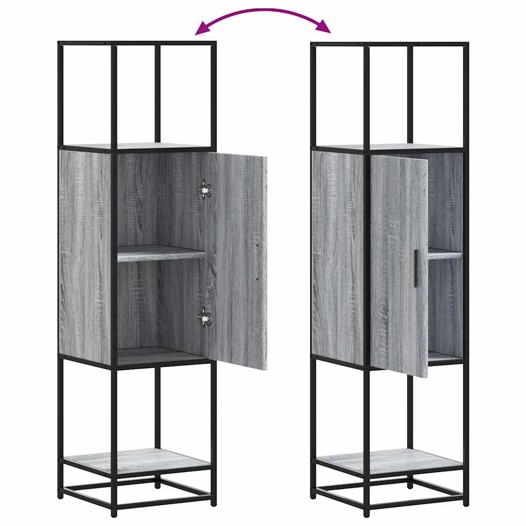 Highboard grå sonoma 35,5x35x139 cm konstruert tre og metall