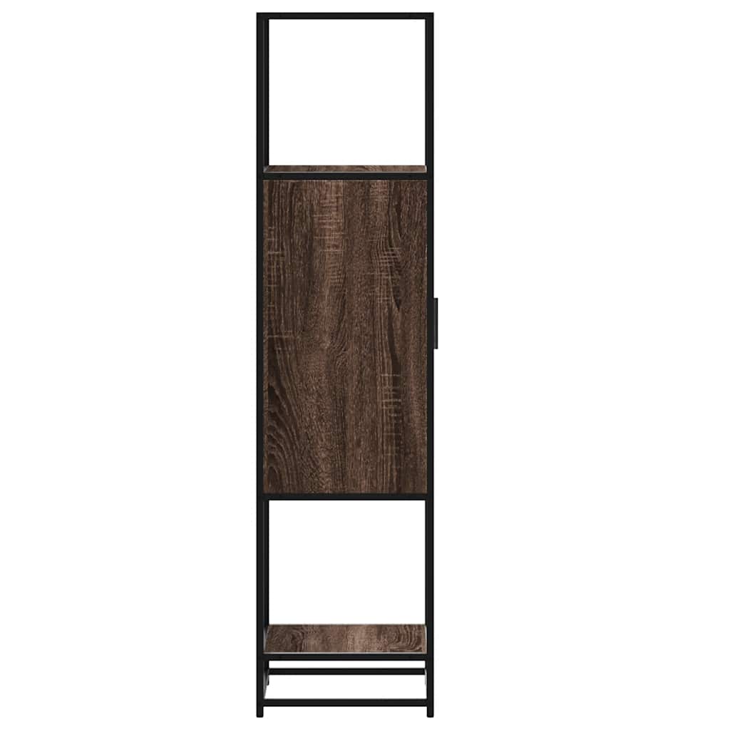 Highboard brun eik 35,5x35x139 cm konstruert tre og metall