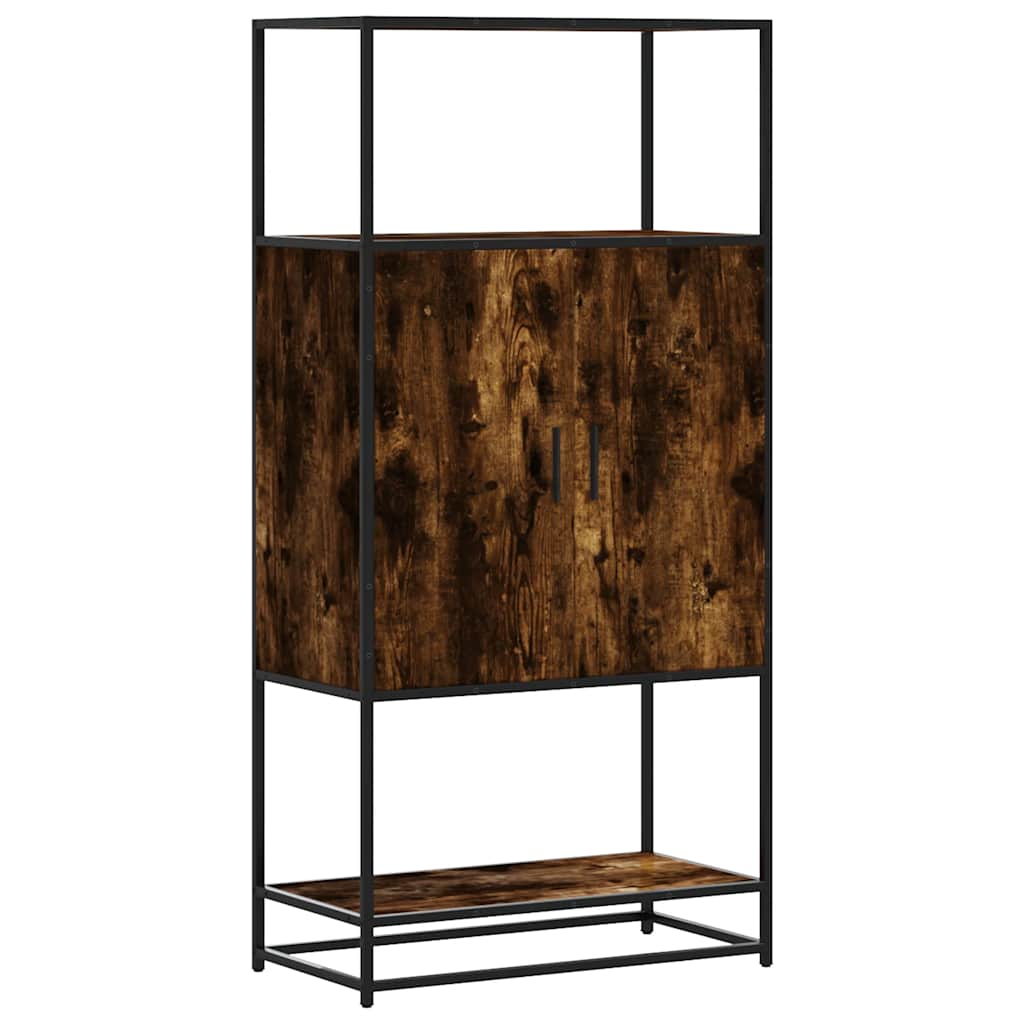 Highboard røkt eik 68x35x139 cm konstruert tre og metall