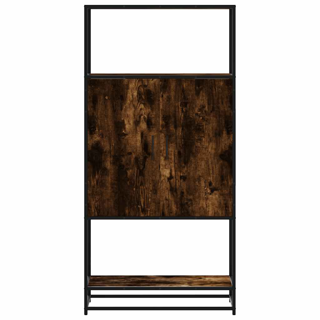 Highboard røkt eik 68x35x139 cm konstruert tre og metall