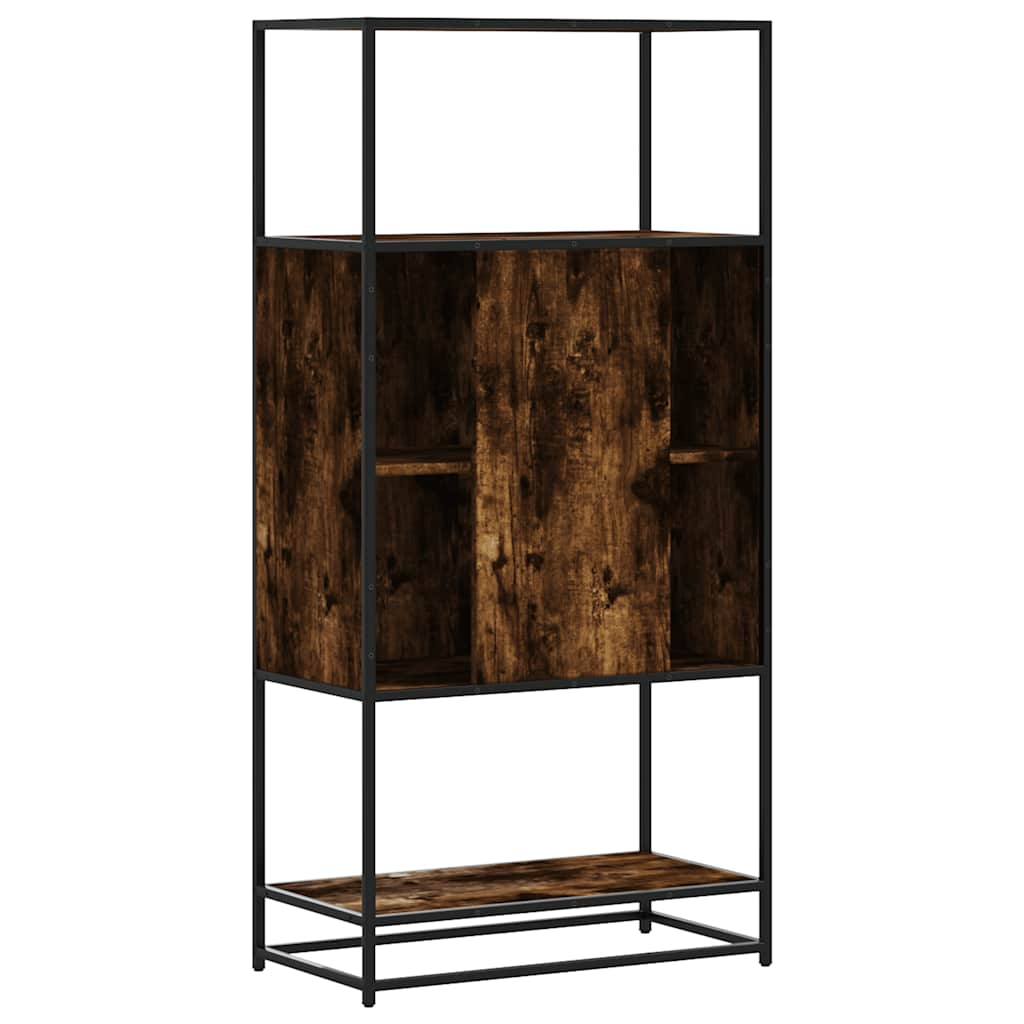 Highboard røkt eik 68x35x139 cm konstruert tre og metall