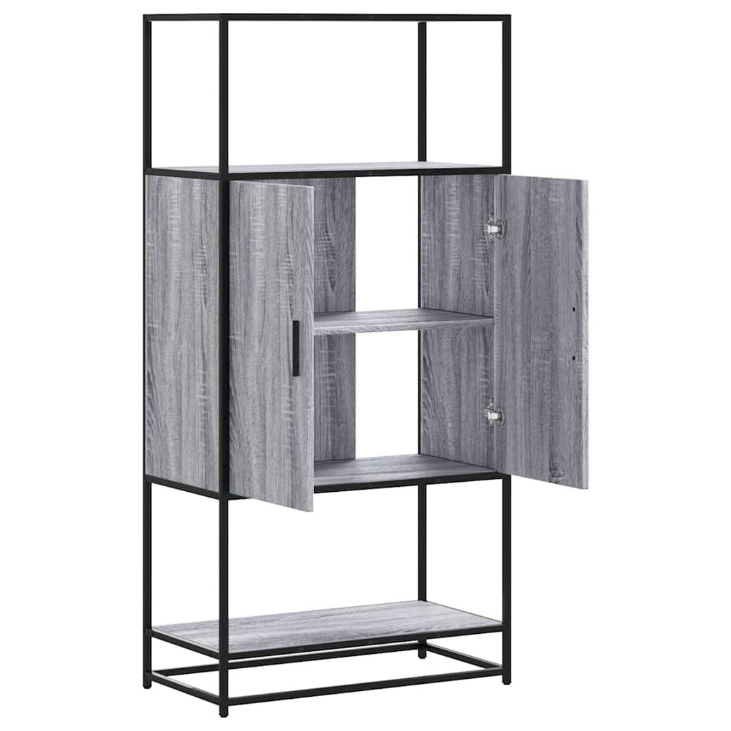 Highboard grå sonoma 68x35x139 cm konstruert tre og metall