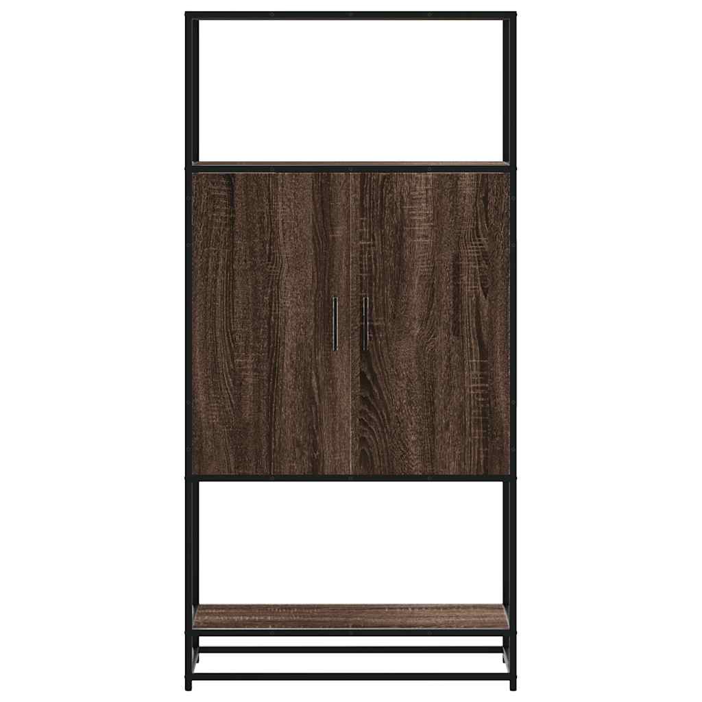 Highboard brun eik 68x35x139 cm konstruert tre og metall