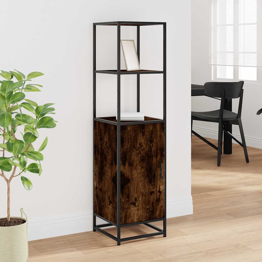 Highboard røkt eik 35,5x35x139 cm konstruert tre og metall