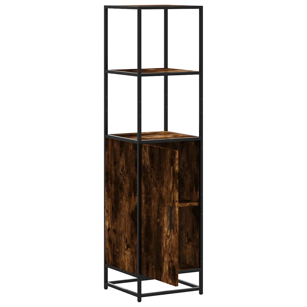 Highboard røkt eik 35,5x35x139 cm konstruert tre og metall
