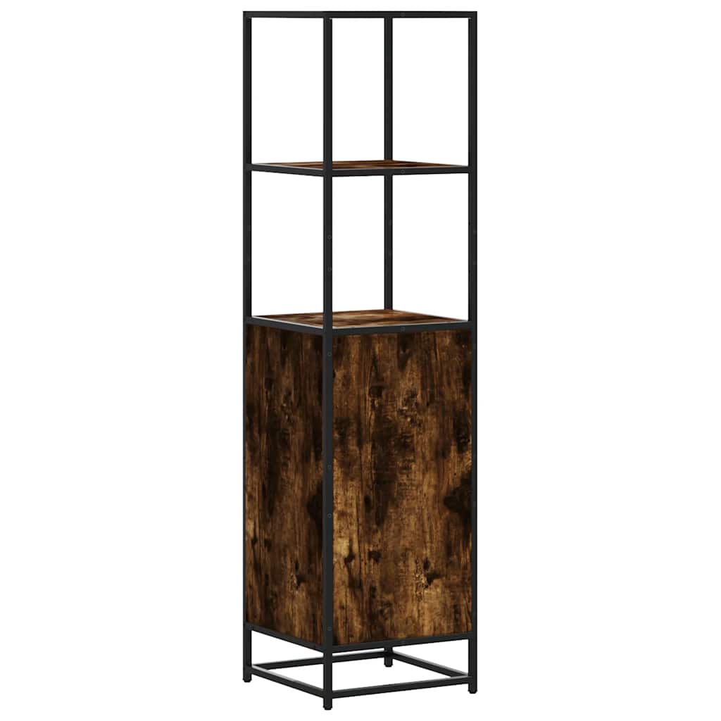 Highboard røkt eik 35,5x35x139 cm konstruert tre og metall