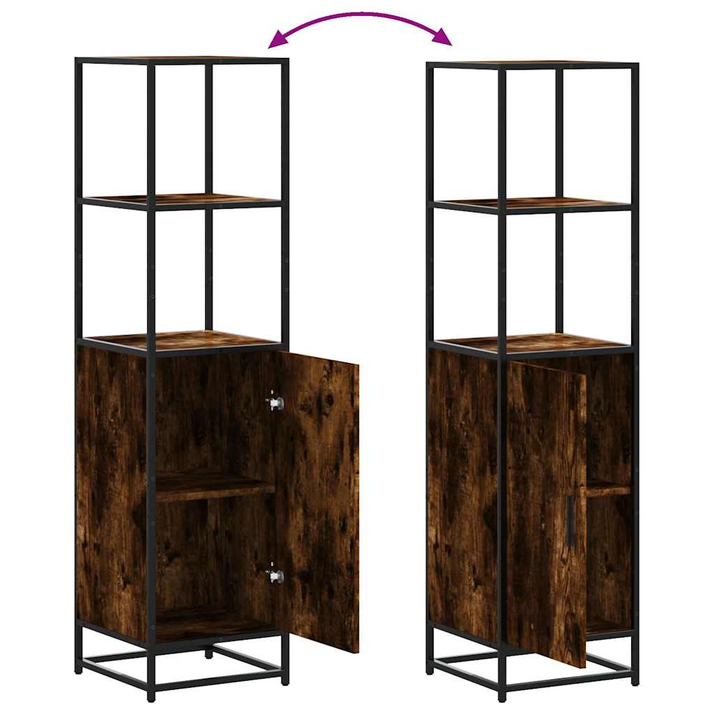 Highboard røkt eik 35,5x35x139 cm konstruert tre og metall