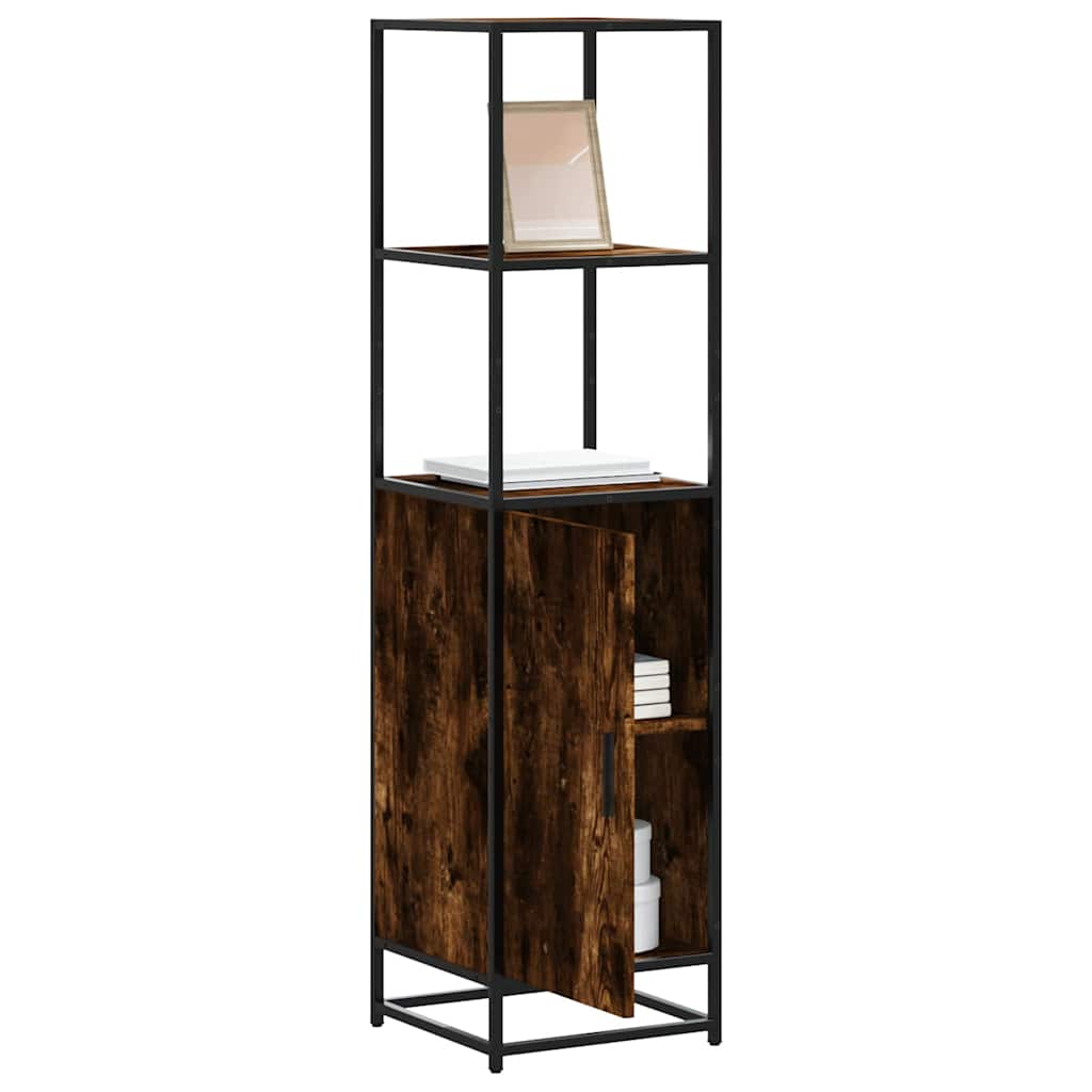 Highboard røkt eik 35,5x35x139 cm konstruert tre og metall