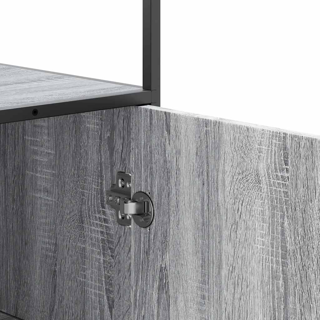 Highboard grå sonoma 35,5x35x139 cm konstruert tre og metall