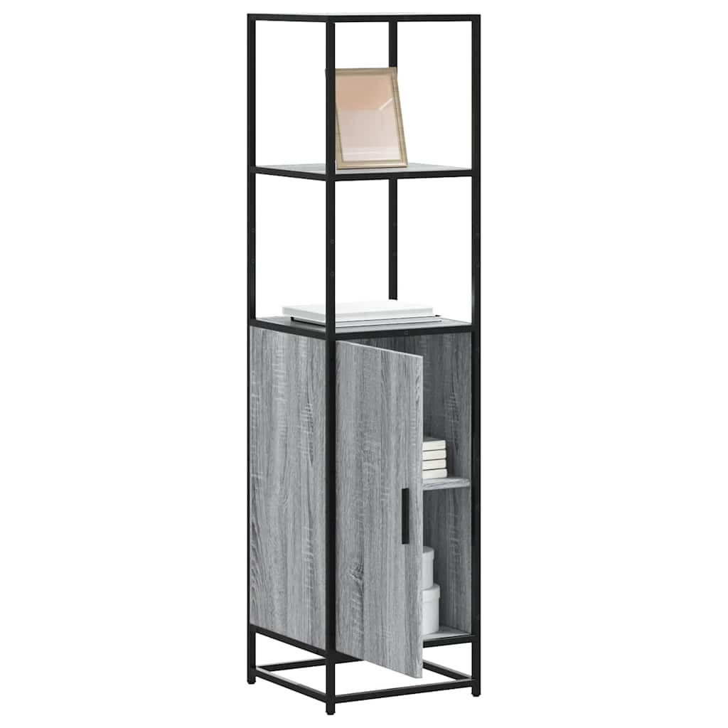 Highboard grå sonoma 35,5x35x139 cm konstruert tre og metall