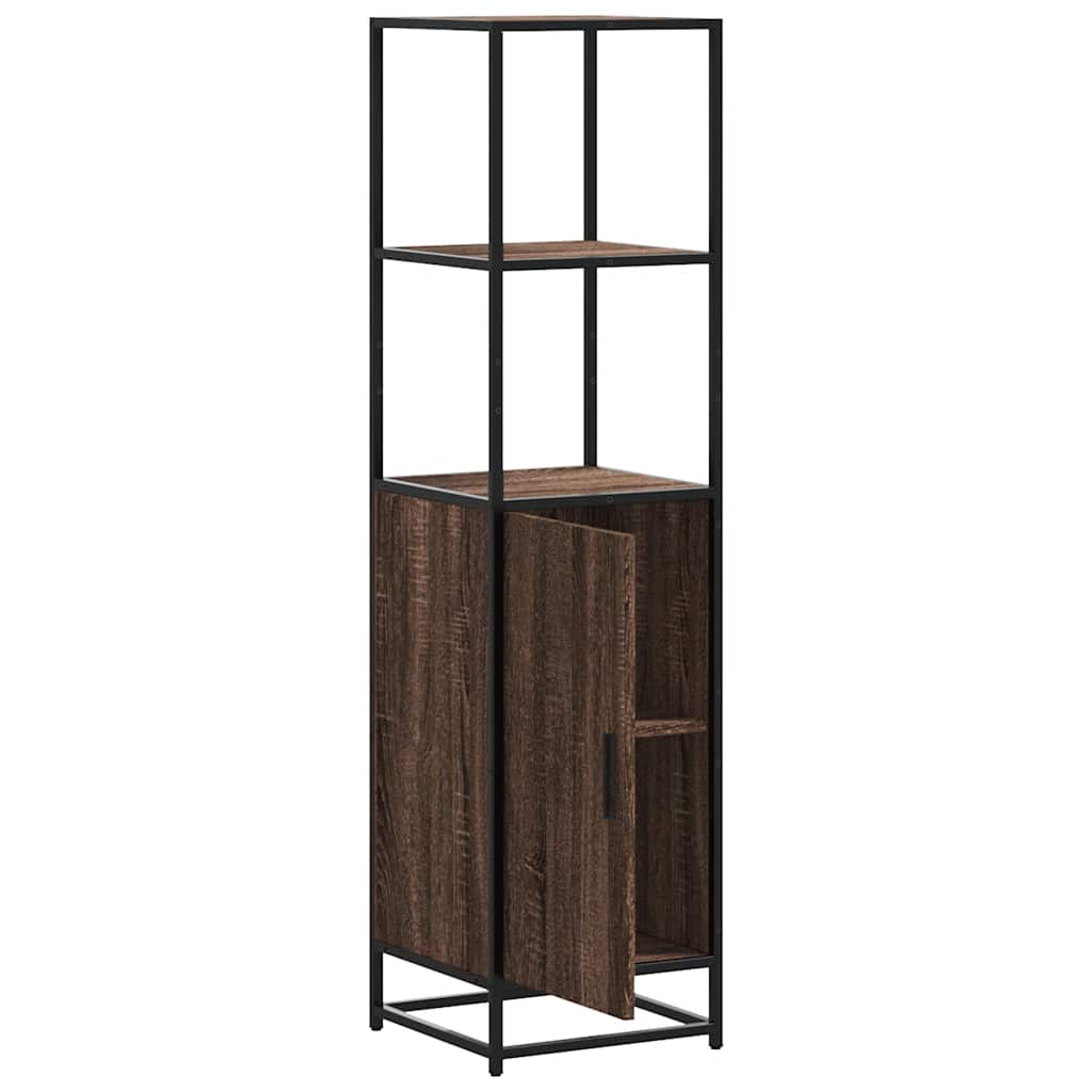 Highboard brun eik 35,5x35x139 cm konstruert tre og metall