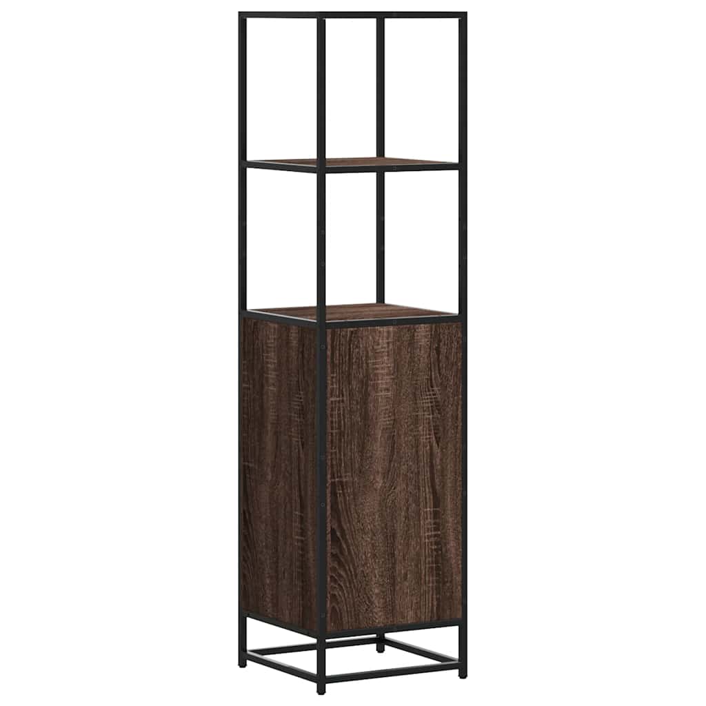 Highboard brun eik 35,5x35x139 cm konstruert tre og metall