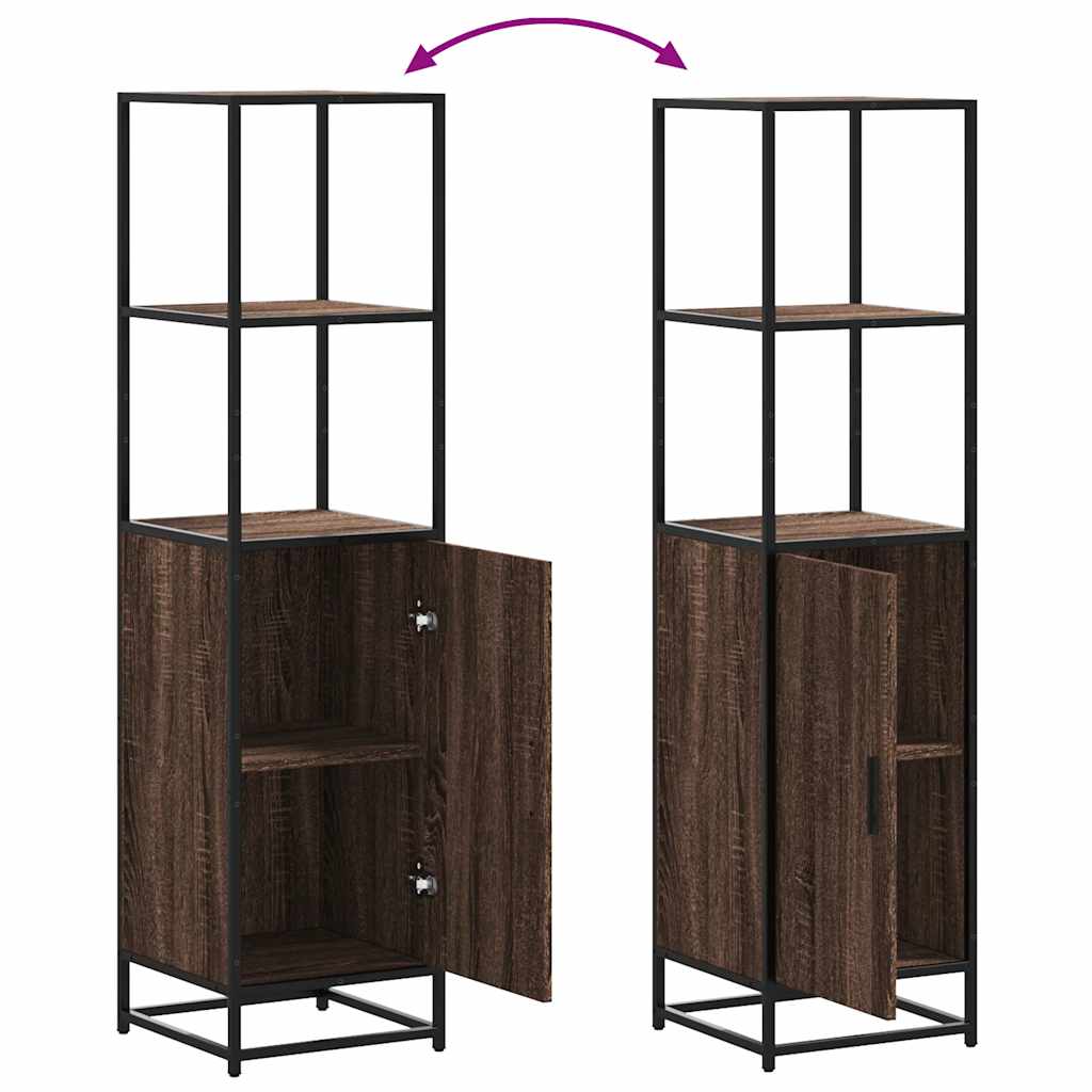 Highboard brun eik 35,5x35x139 cm konstruert tre og metall