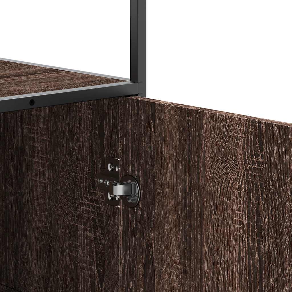 Highboard brun eik 35,5x35x139 cm konstruert tre og metall